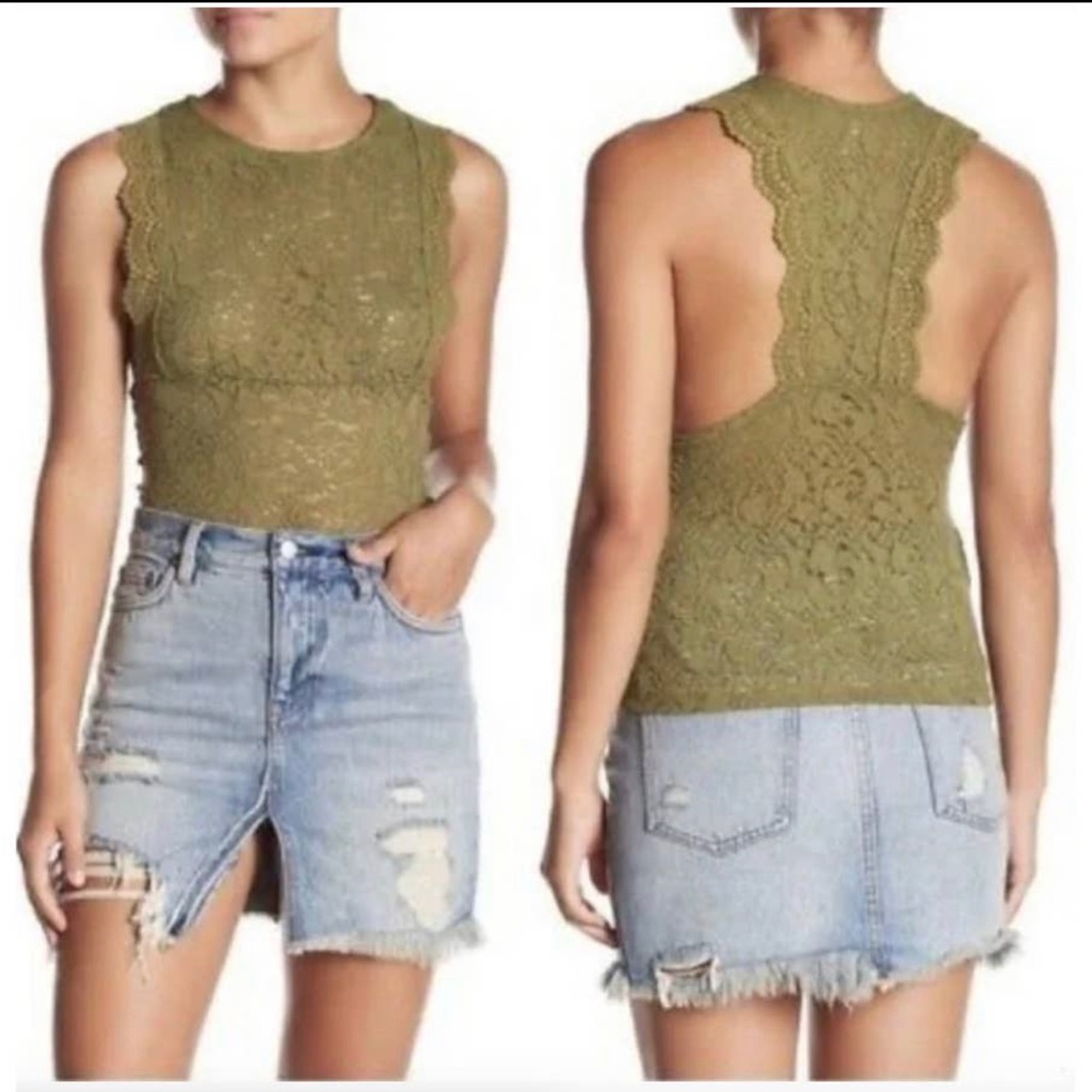Free People Sure Thing Lace Tank Top